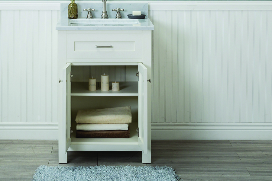 Redmond 24 in Single Bathroom Vanity in White with Italian Carrara ...