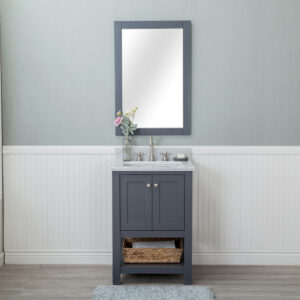 Shoreline 30 in Double Bathroom Vanity in Gray with Italian Carrara Marble Top